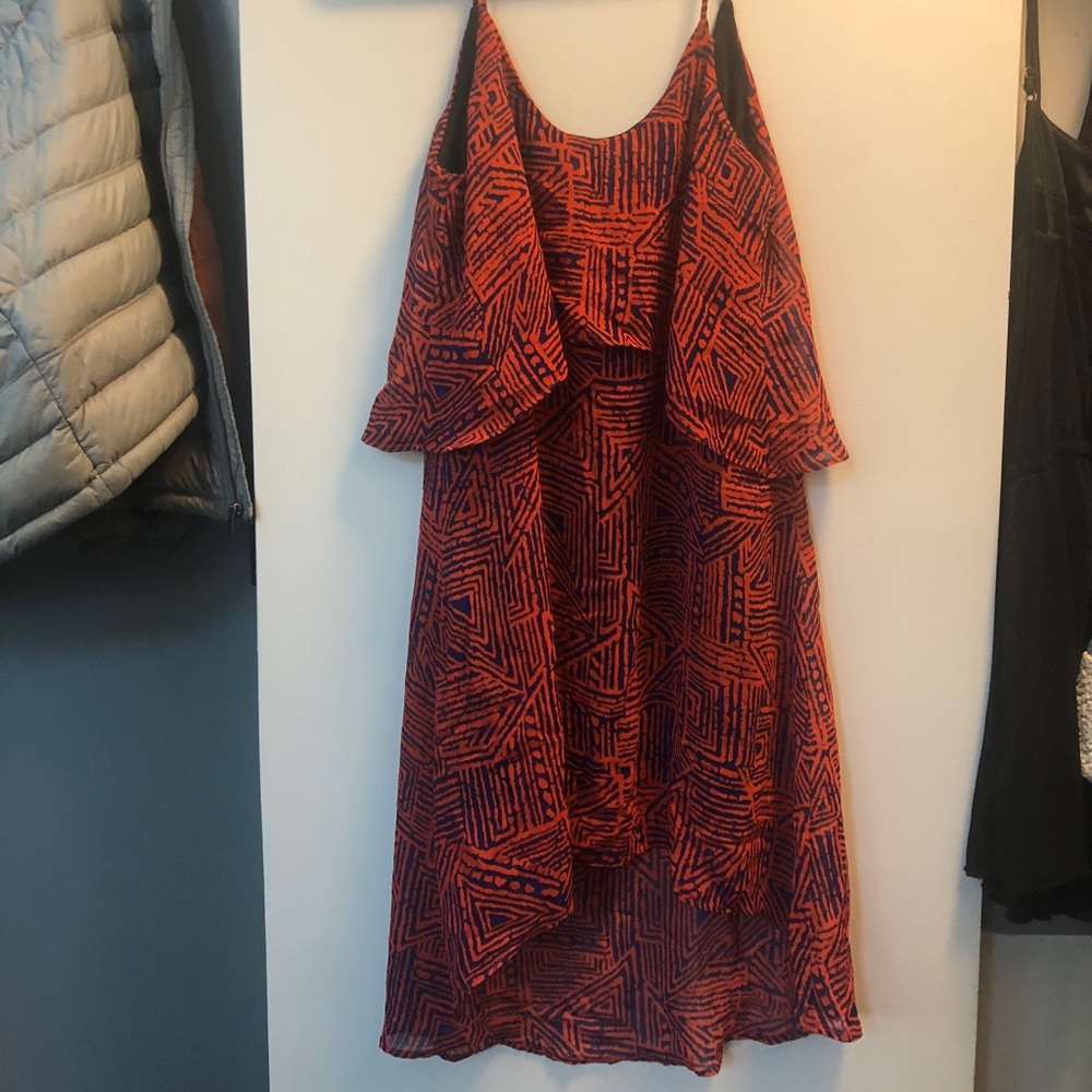 Red patterned dress